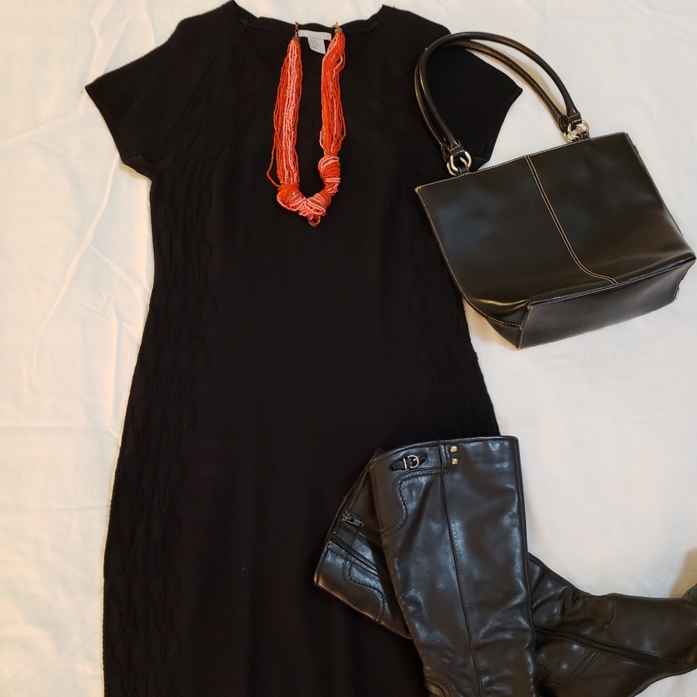 (H&M) Black Short Sleeve Sweater Dress